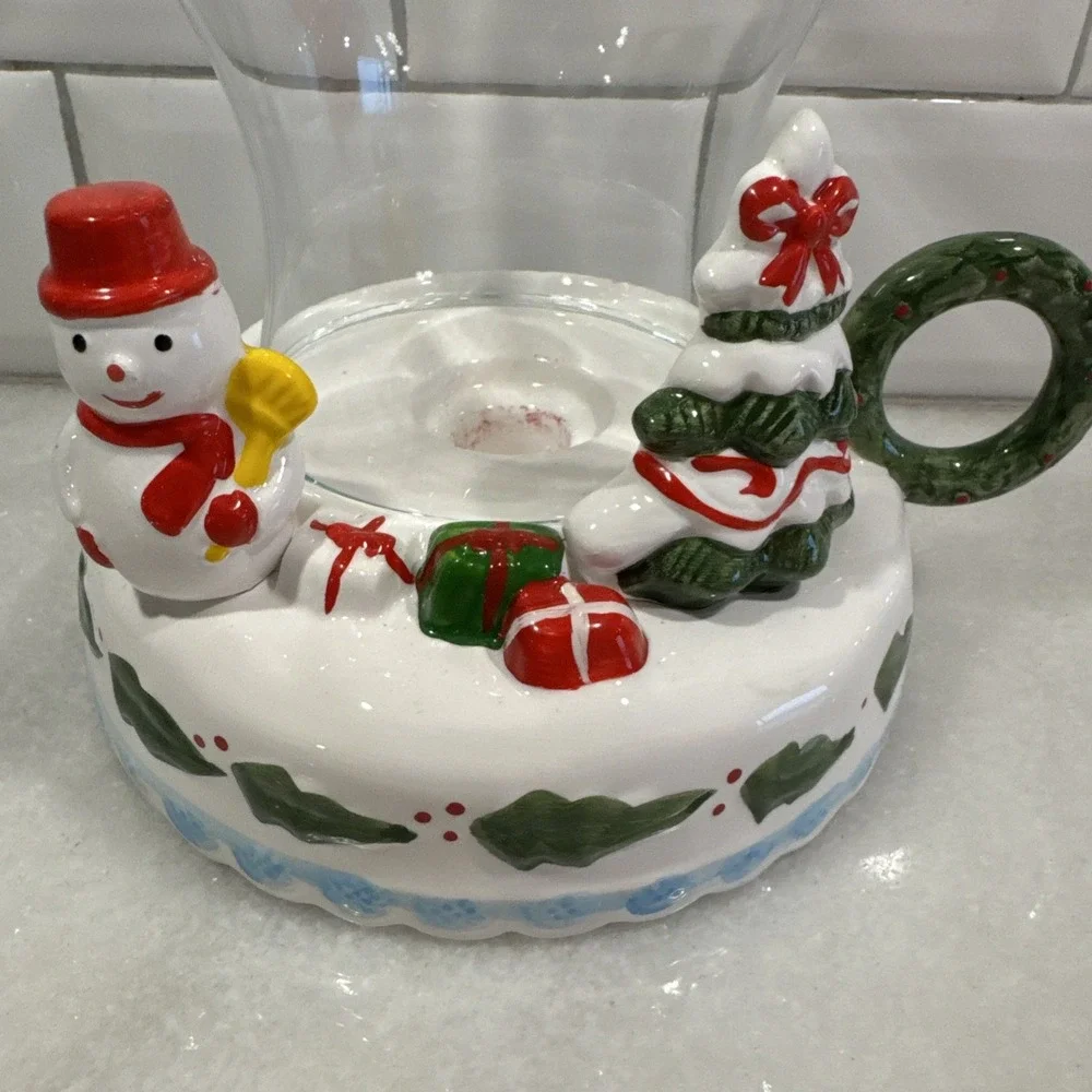 Himark Holiday Snowman Hurricane Candle Holder‎